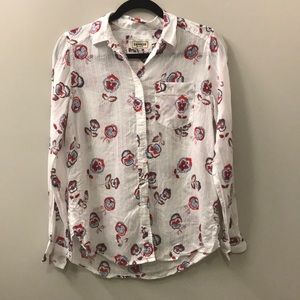 ❤️3/$25❤️ Express White Floral Button Down Shirt